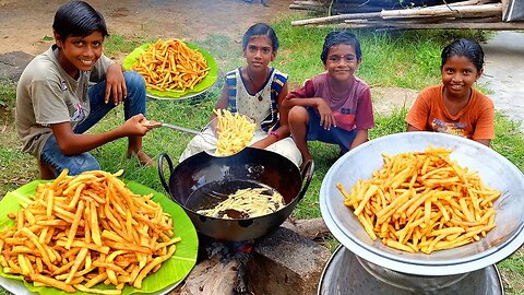 FRENCH FRIES RECIPE | Crispy French Fries | Homemade Perfect French Fries | Village Fun Cooking