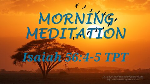 Morning Meditation -- Isaiah 56 verses 4-5 TPT