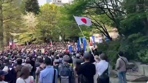Japanese citizens gather to protest WHO.