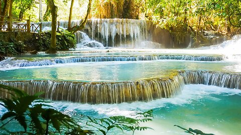 1 Hour Relaxing Waterfall Music for Stress Relief, Calming Water Sounds with Peaceful Ambient Music