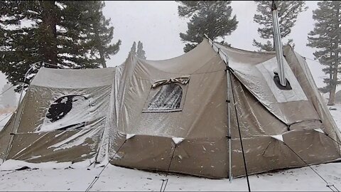 "It Won't Collapse" - Last Of The Winter Snowstorm - Colorado Hot Tent Wood Stove Camping