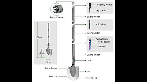 iunio Survival Folding Shovel with Handle Lock Design, Portable Entrenching Tool, Foldable Camp...