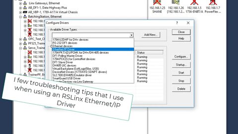 Troubleshooting an RSLinx Classic Ethernet/IP Driver