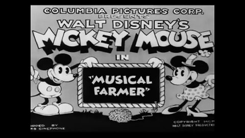"Musical Farmer" (1932 Original Black & White Cartoon)