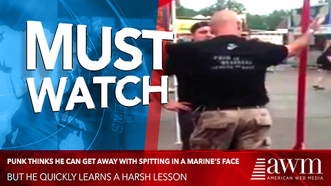 Young Punk Thinks He Can Get Away With Spitting In A Marine's Face, Learns Harsh Lesson