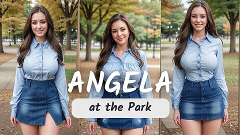 Urban Temptation: Angela's Alluring Denim Mini Skirt Adventure in the Park
