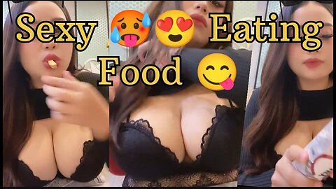 hot 🔥 girl eating hot food | sexy women having lunch | hot girl on bra | black hot bra 🥵😘 | so..