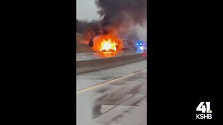 2 semis crash on I-70 leaving 1 dead