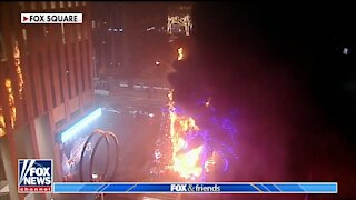 Christmas Tree Set on Fire Outside Fox News Building in NYC