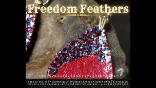Block Party, 2 inch leather feather earrings