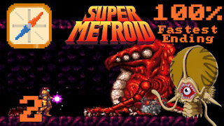 Super Metroid 100% Fastest Ending (1:58 with save states) | Part 2: Phantoon