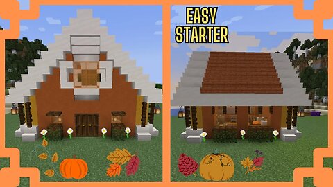 How To Build A Cozy Pumpkin Spice Survival Starter House | Minecraft Easy Tutorial