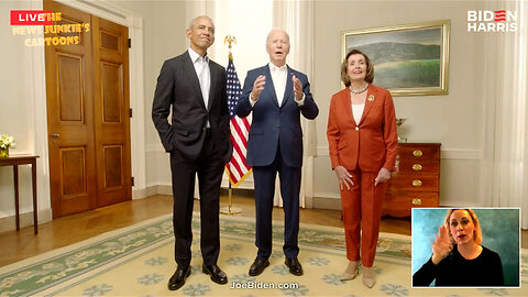 Pre-recorded fake "live" video: Democrats Biden, Obama & Pelosi praise Obamacare, themselves, and lie about Trump.