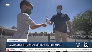 Ramona Unified reverses course on face masks