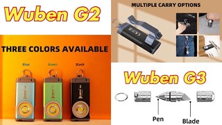 Wuben G2 500 lumen keychain flashlight & G3 unboxing knife/ballpoint pen !! Discount code below !