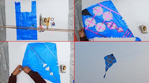 A Plastic Bag Bottle Kite - Plastic Patang Making steps