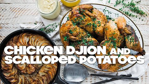 Grilled Spatchcock Chicken with Dijon Cream Sauce and Scalloped Potatoes Recipe