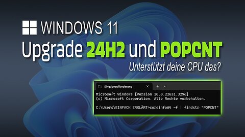 Windows 11 24H2 CPU auf POPCNT prüfen mit Coreinfo@EINFACH ERKLÄRT