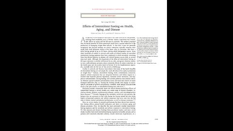 Effects of Intermittent Fasting on Health, Aging, and Disease. By Rafael de Cabo, 2020.