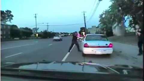 Dash Cam video shows officer on side of road narrowly escape careening BMW