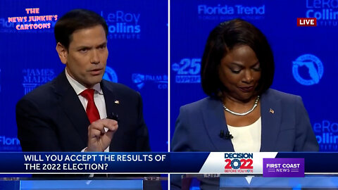 Democrat vs Republican: "Will you accept results of the 2022 election?" Val Demings: "Blah blah blah..." Rubio: "Yes."