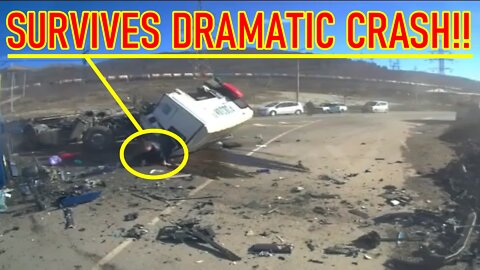 Truck driver miraculously survives dramatic crash. | Caught On Dashcam | Close Call | Footage Show