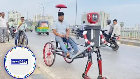 Students in India build robotic foot taxi used for carrying passengers