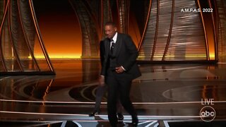 Will Smith hits Chris Rock after joke about Jada Pinkett Smith at Oscars