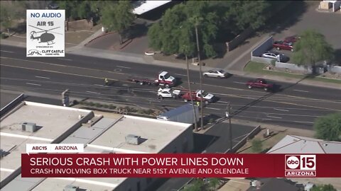 Serious crash with power lines down in Glendale