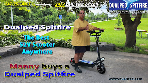 Manny In Oshawa Buys a Dualped Spitfire BEST 52V Scooter Anywhere & LOVES It!