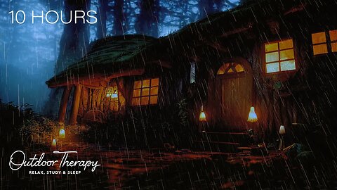 Restful Stormy Night in a Hobbit House in the Woods | Relaxing Rain and Rumbling Thunder for Sleep