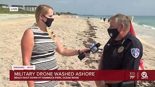 Police chief says military drone that washed ashore 'is safe'