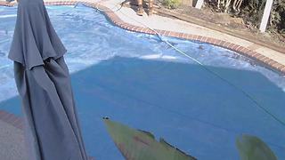 Construction Worker Falls in Pool with Wheelbarrow