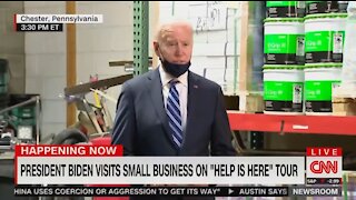 Hypocritical Biden Pulls Mask Down While Indoors With Room Full of People