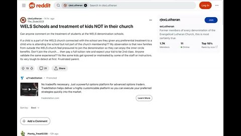 r/exLutheran | WELS Schools and treatment of kids NOT in their church