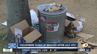 Volunteers clean up beaches after July 4th crowds