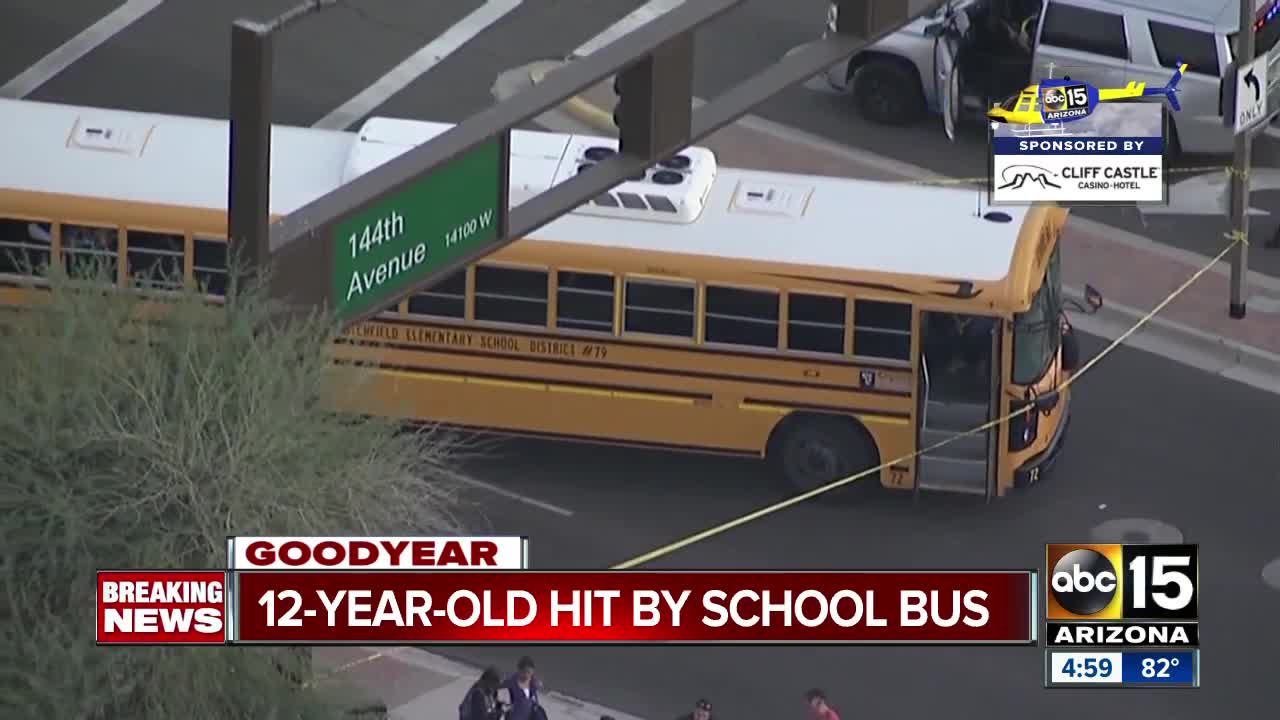 12-year-old hit by school bus in Goodyear, transported to hospital
