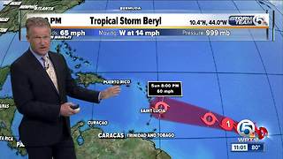 Tropical Depression Two becomes Tropical Storm Beryl