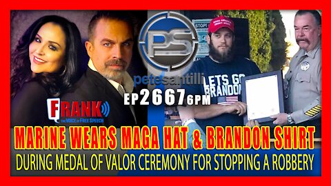 EP 2667 6pm Marine Receives Award In Let's Go Brandon Shirt & MAGA Hat