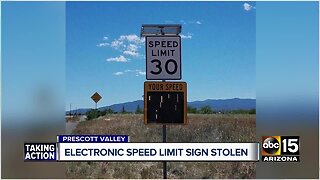 Electronic speed limit sign stolen