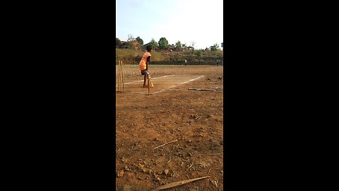 Village boy playing cricket 🏏.