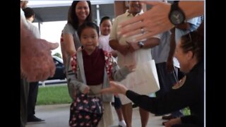 High Five help on first day of school