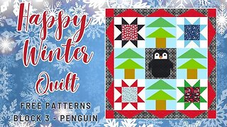 Happy Winter QAL - Block 3 Penguin #beginnerfriendly #quilting #freepattern #scrappy #homesteading