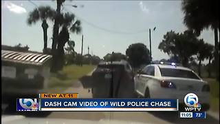 Dash cam video of wild police chase