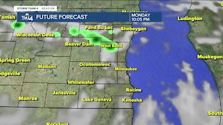 Hot weather continues into Monday, isolated showers possible