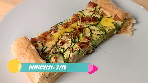Delicious puff pastry with zucchini & ham