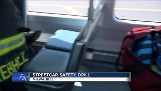 Milwaukee Fire Department practice streetcar safety drill