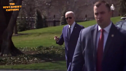 Biden has to ignore the press and focus on making this exhausting shuffle to Marine One — pointing his way there as an excuse and to not get lost.