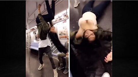 A girl performs acrobatic moves in a carriage, but...