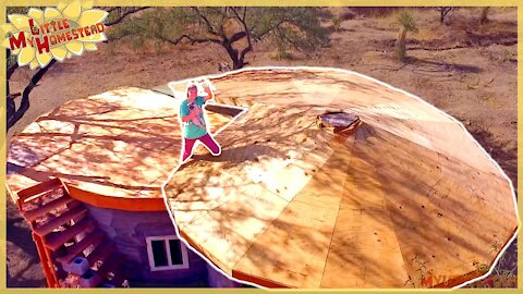 Reciprocal Roof Sheeting Construction Complete! | Shae's Earthbag Bedroom | Weekly Peek Ep112